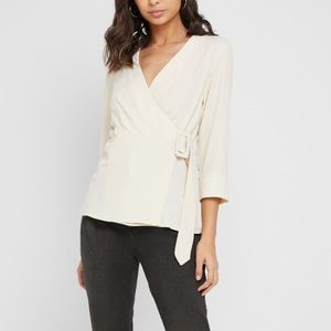 Topshop Ivory Buckle Wrap Blouse